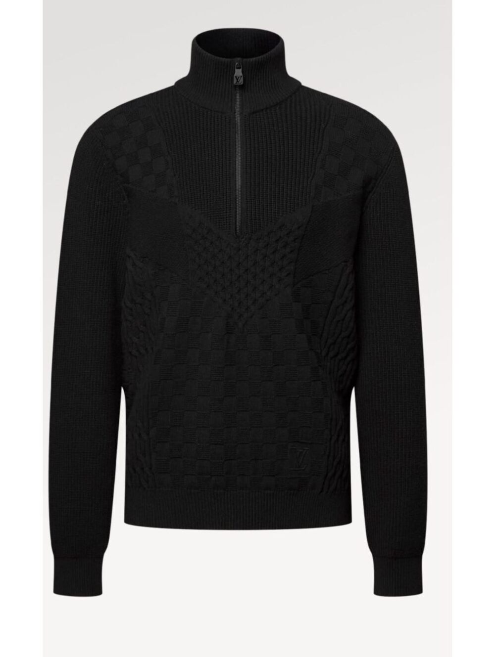 Louis Vuitton Men's Black Knit Half-Zip Sweater